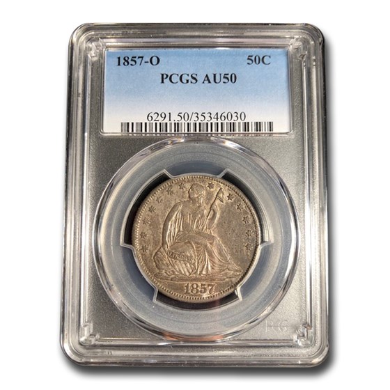 1857-O Liberty Seated Half Dollar AU-50 PCGS 1857-O Liberty Seated Half Dollar AU-50 PCGS